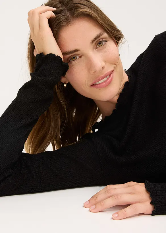 Ribbestrikket topp av viskosemiks, bonprix