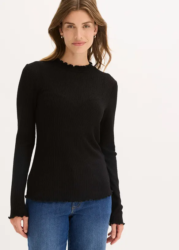 Ribbestrikket topp av viskosemiks, bonprix