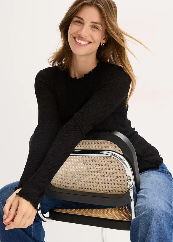 Ribbestrikket topp av viskosemiks, bonprix