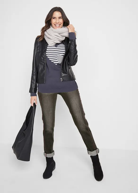 Langermet bomullstopp, print, bonprix