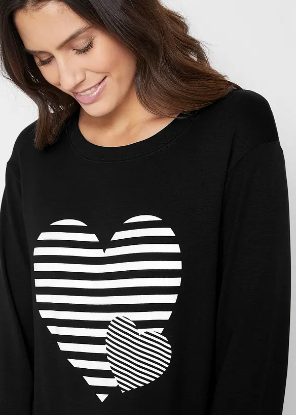 Langermet bomullstopp, print, bonprix