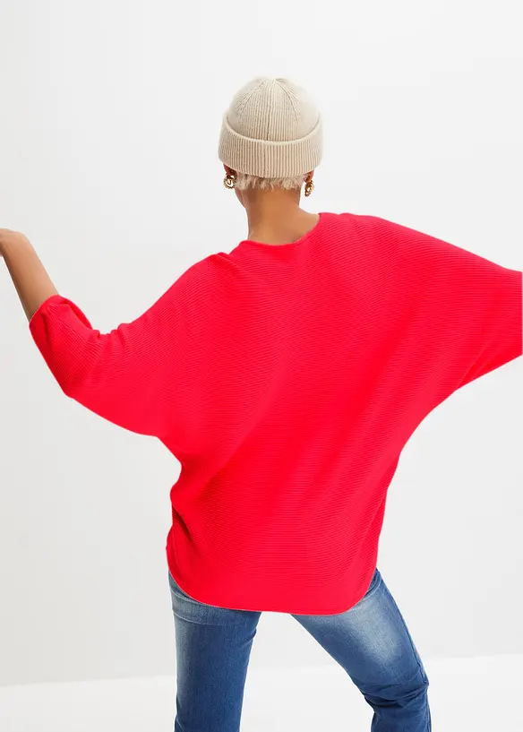 Oversized, ribbestrikket genser i viskosemiks, bonprix