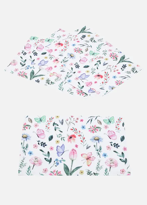 Spisebrikker med trykt blomstermønster (4-pack), bonprix