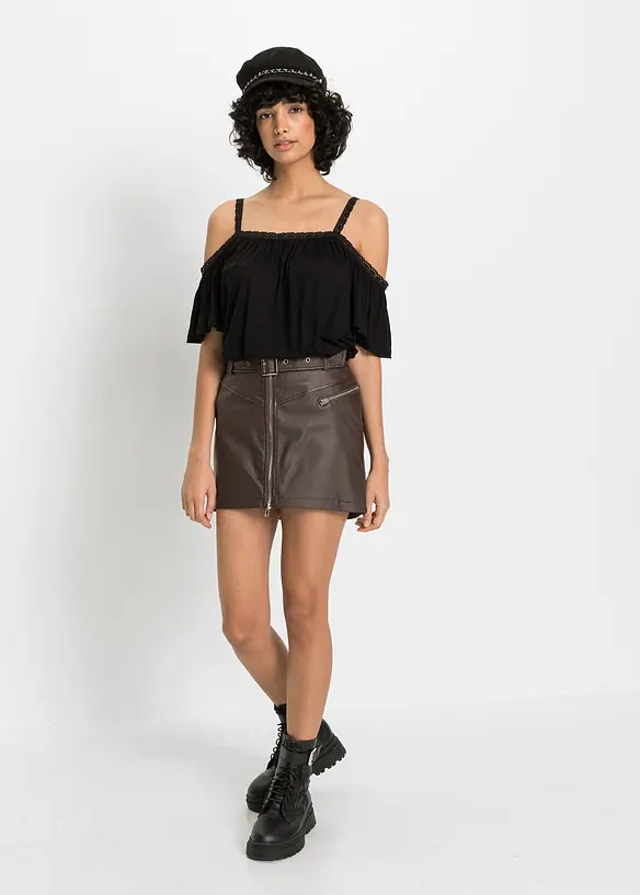 Cold shoulder-topp i myk viskose, bonprix