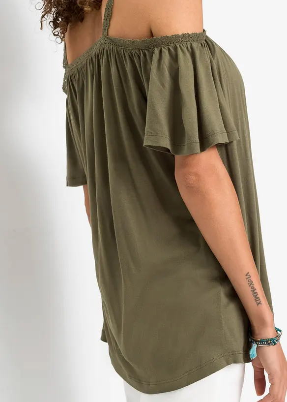 Cold shoulder-topp i myk viskose, bonprix