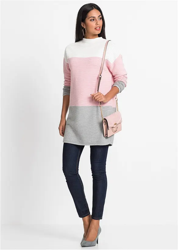 Lang genser med striper, bonprix