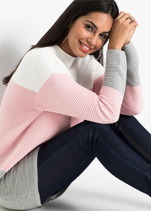 Lang genser med striper, bonprix