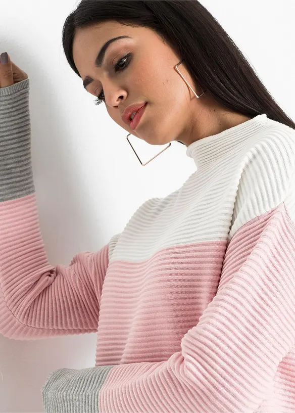 Lang genser med striper, bonprix