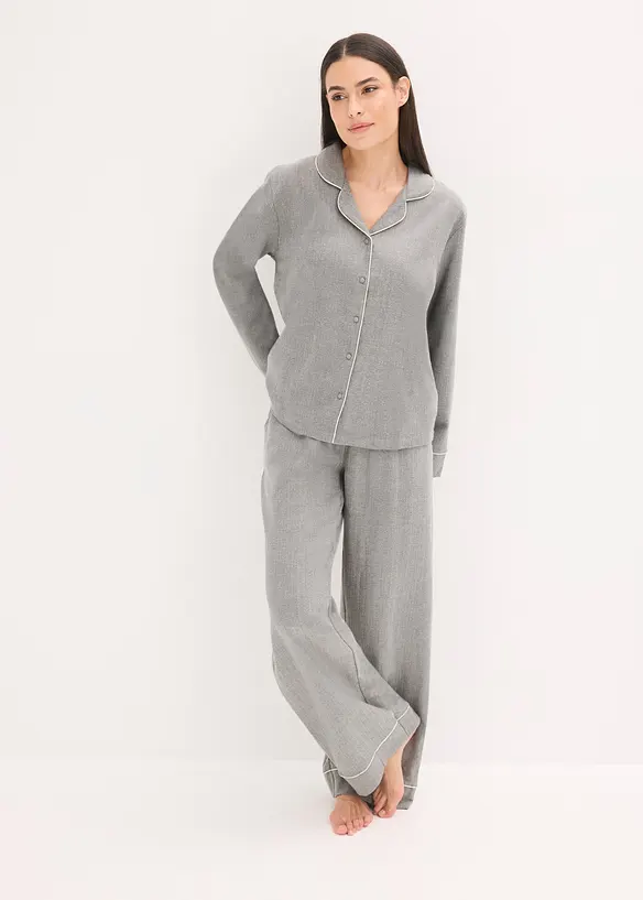 Pyjamas i vevd flanell med fiskebensmønster, bonprix