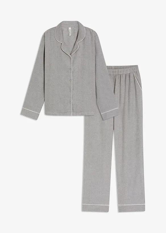 Pyjamas i vevd flanell med fiskebensmønster, bonprix