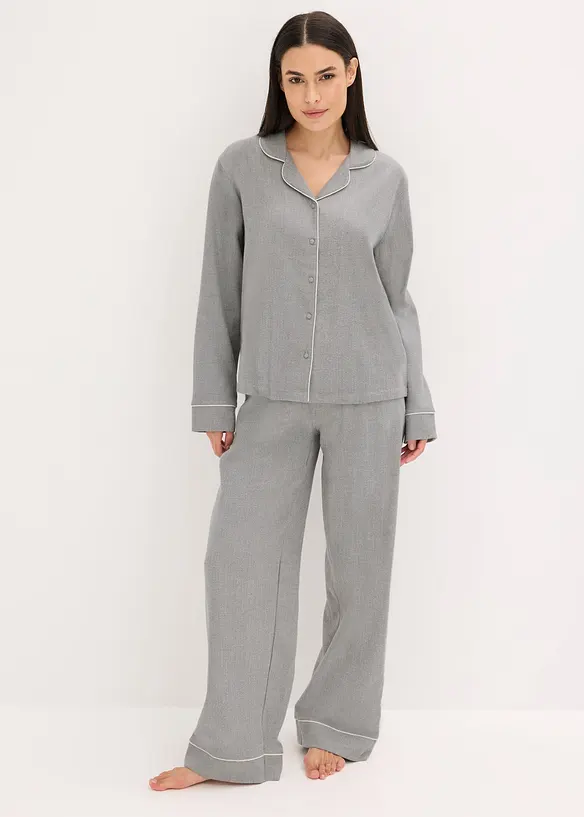 Pyjamas i vevd flanell med fiskebensmønster, bonprix