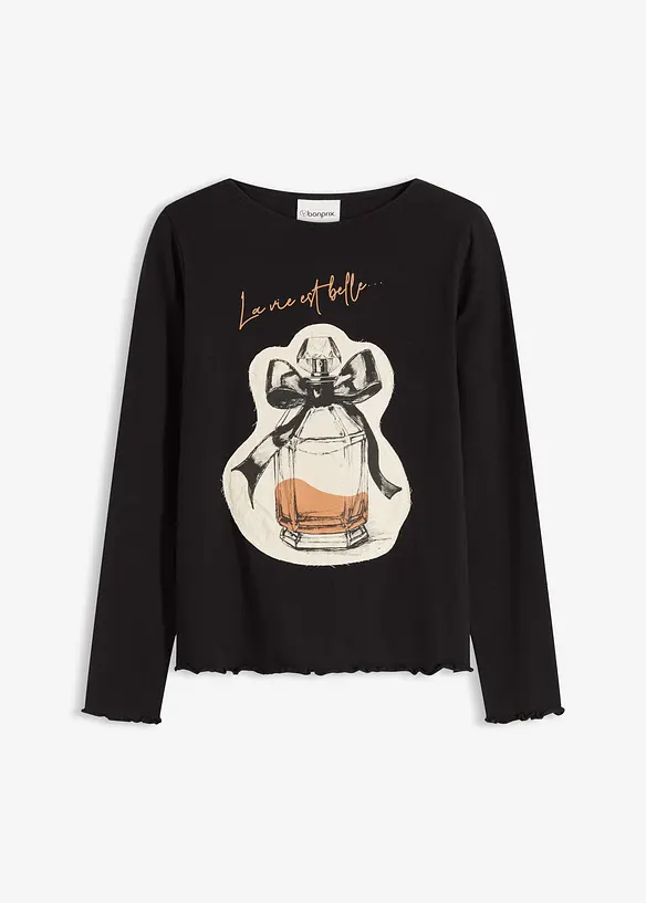 Langermet topp i stretchy bomull, bonprix