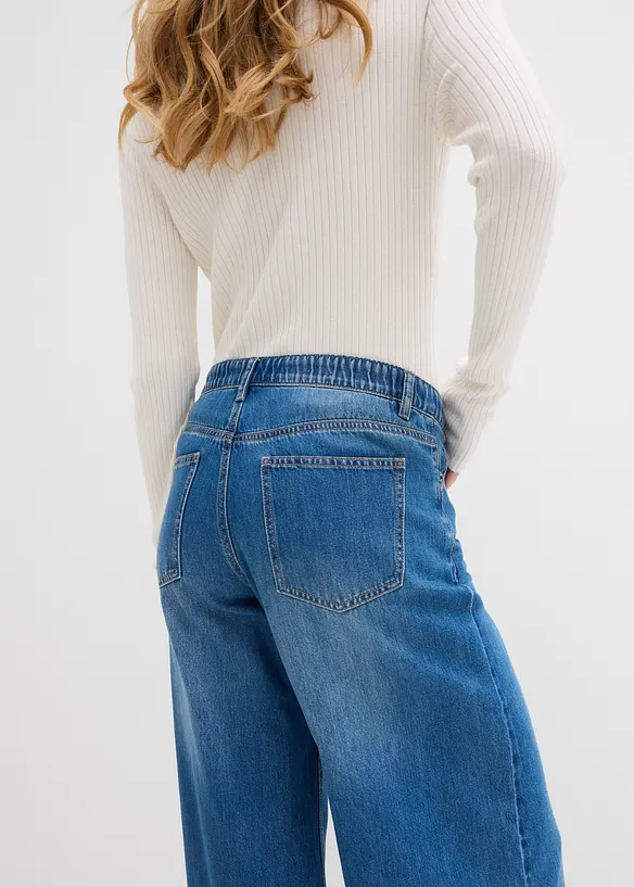 Wide Leg-jeans Mid Waist, komfortlinning, bonprix