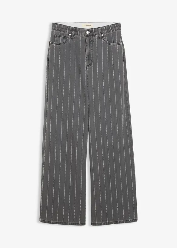 Wide Leg Jeans High Waist med destroyed-effekter, bonprix