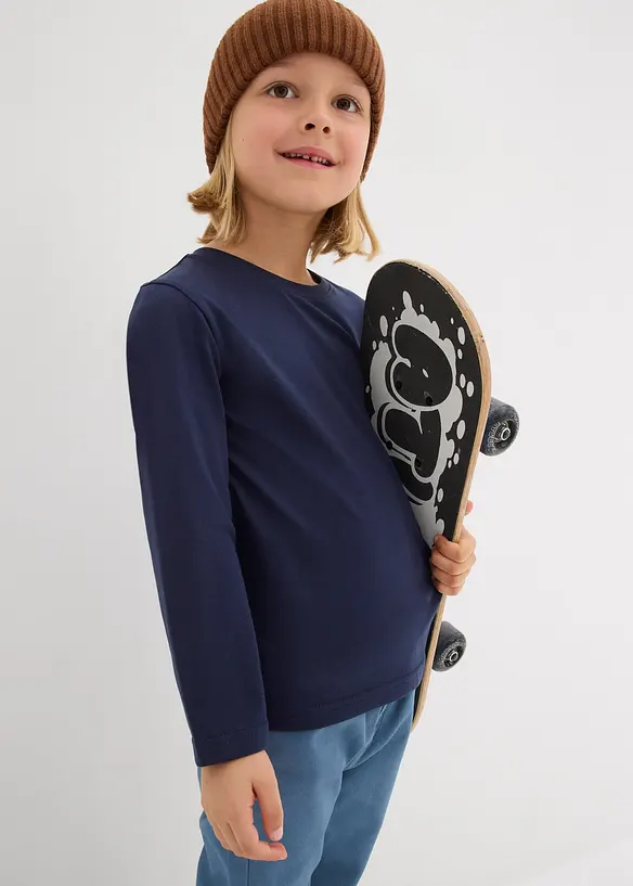 Langermet topp med økologisk bomull (3-pack), bonprix