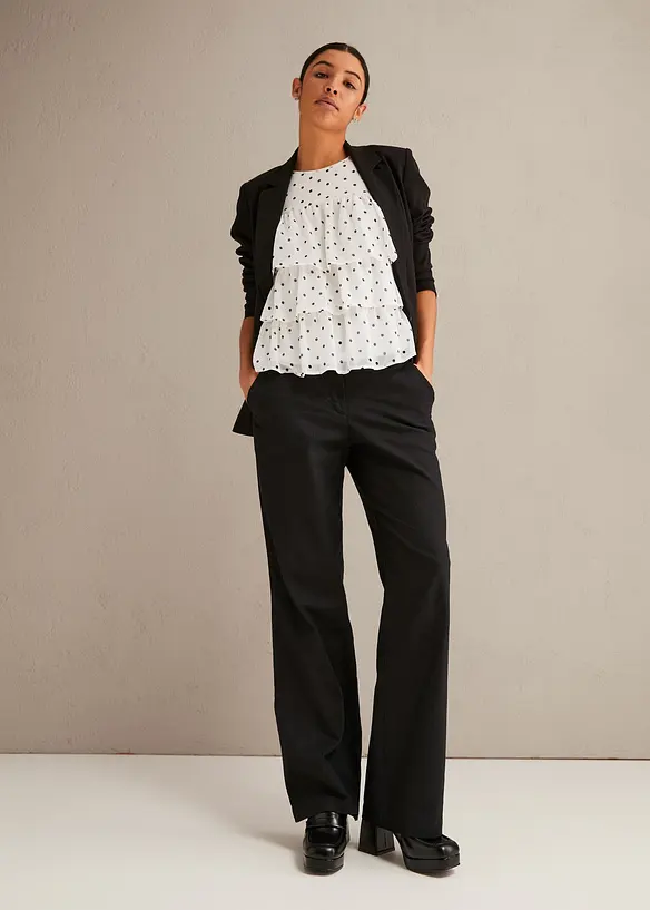 Bukse i vevd lin- og bomullsmiks, bonprix