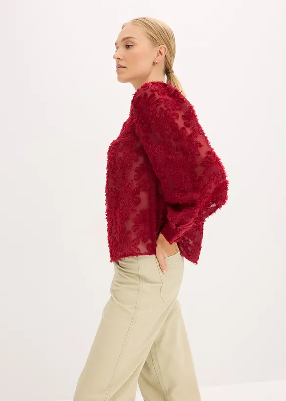 Bluse med blomstret strukturmønster, bonprix