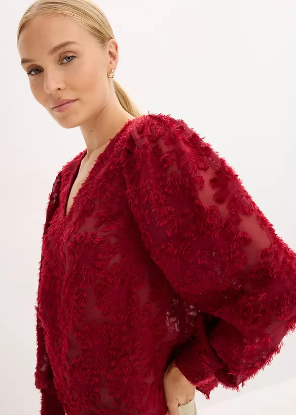 Bluse med blomstret strukturmønster, bonprix