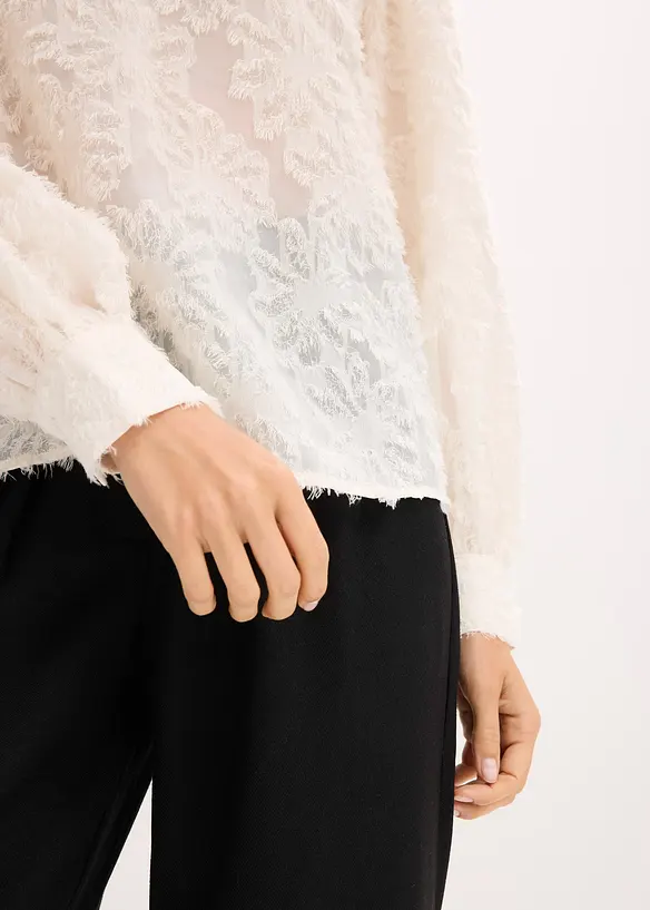 Bluse med blomstret strukturmønster, bonprix