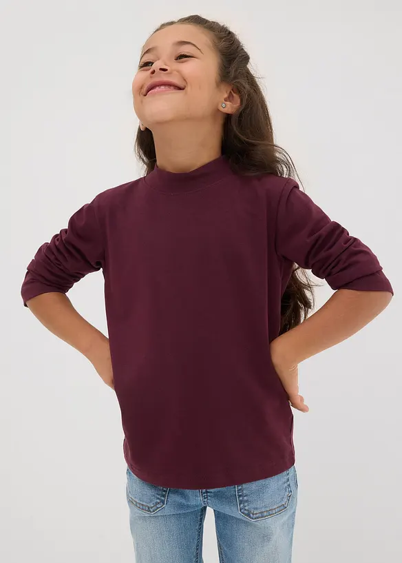 Langermet topp i økologisk bomull med elastan (2-pack), bonprix
