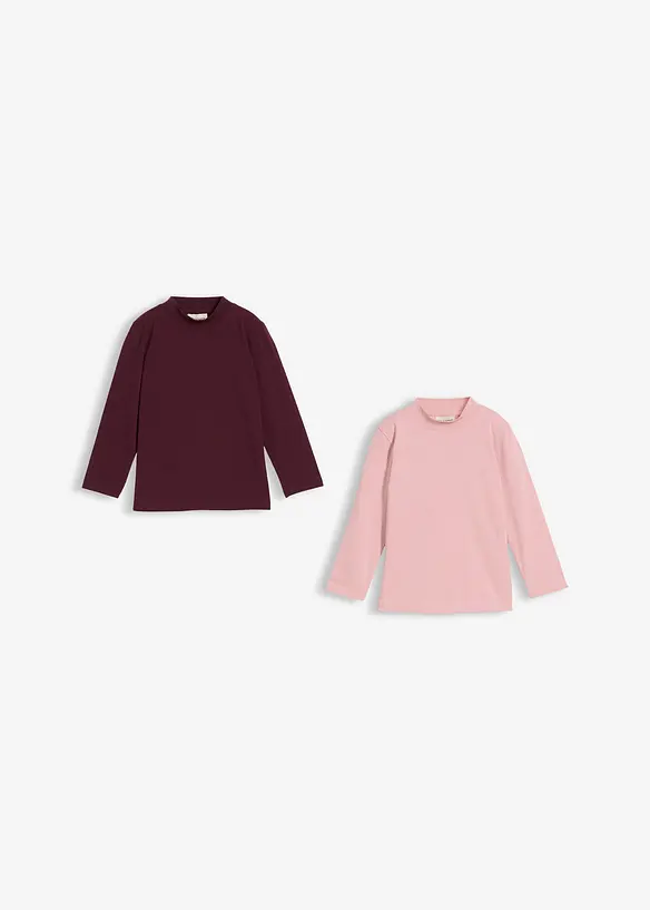 Langermet topp i økologisk bomull med elastan (2-pack), bonprix