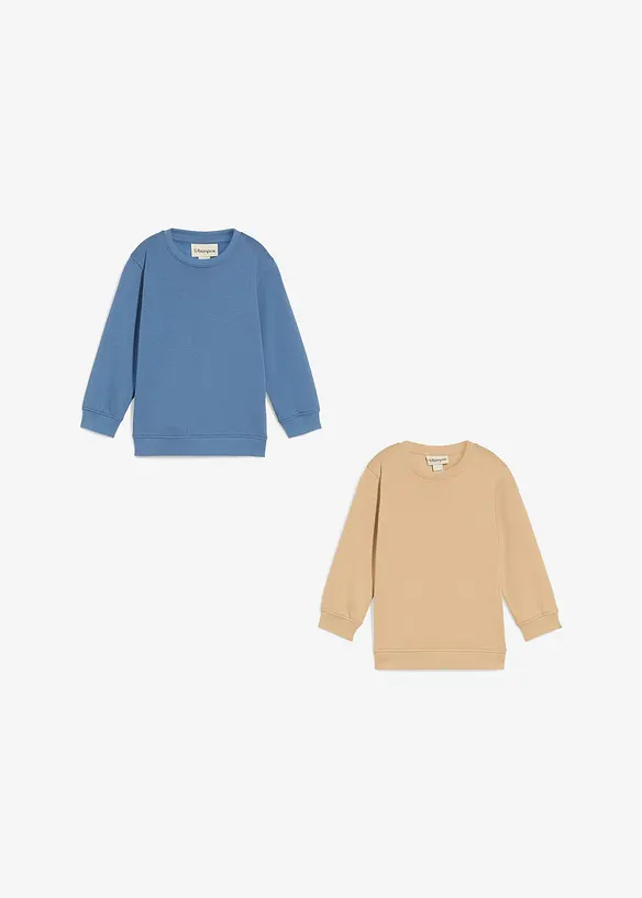 Sweatshirt i myk bomullsmiks (2-pack), bonprix