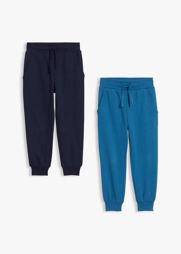 Joggebukse i myk bomullsmiks (2-pack), bonprix