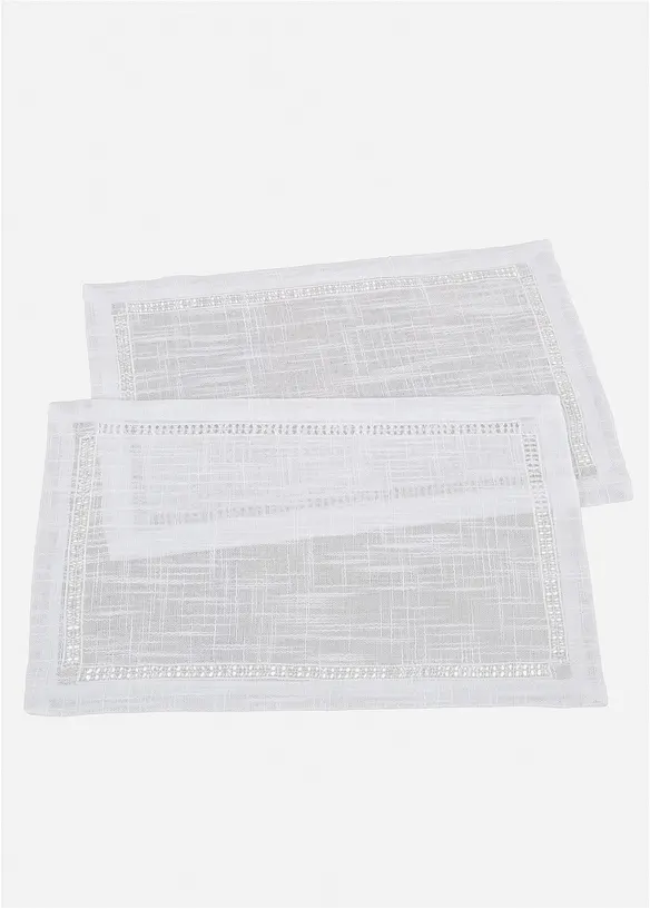 Bordbrikker med hullbroderi (2-pack), bonprix