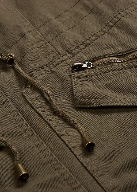 Kort bomullsparkas med ståkrage, innsvinget, bonprix