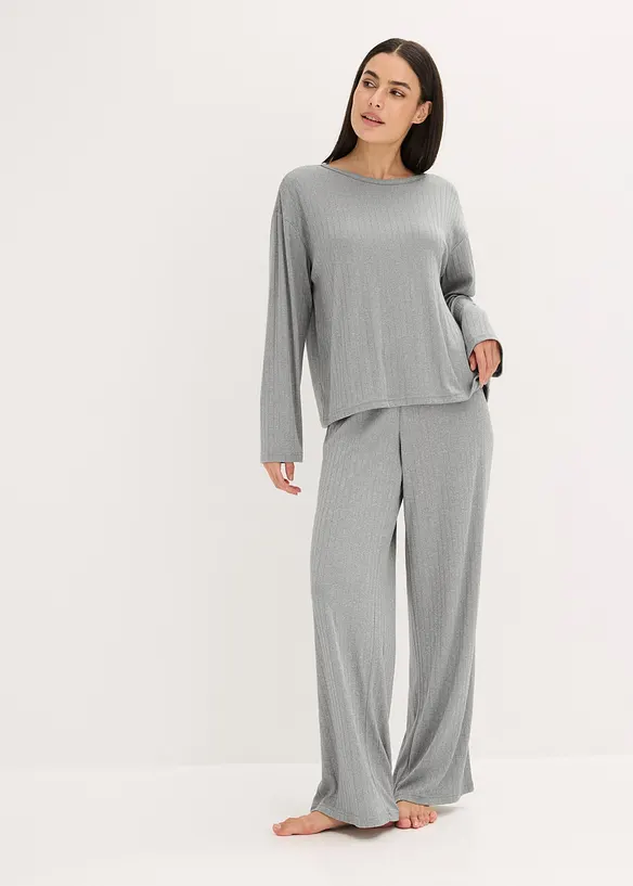 Pyjamas av myk pointelle-jersey, bonprix