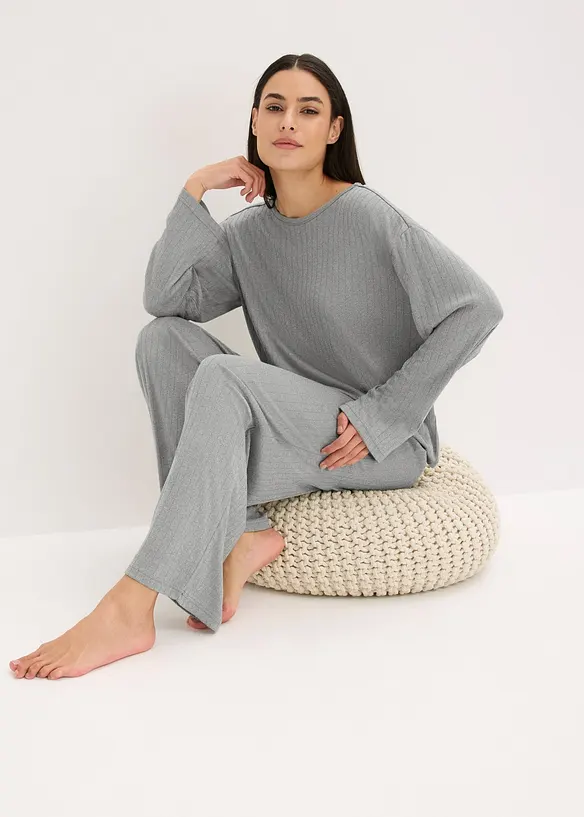 Pyjamas av myk pointelle-jersey, bonprix