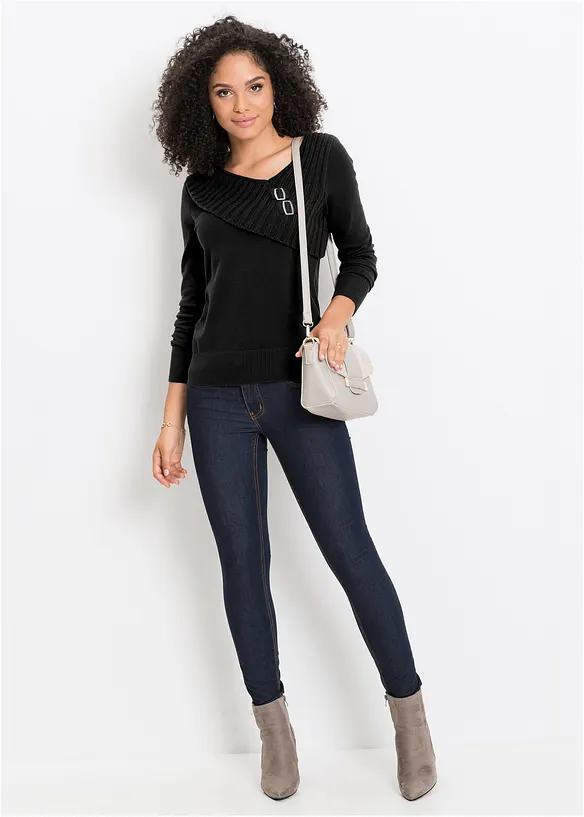 Finstrikket genser i bomullsmiks, bonprix