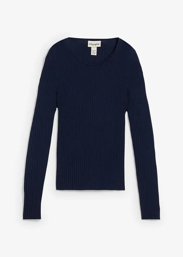 Ribbet genser av merinoull, bonprix