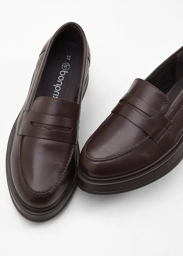 Loafers i skinn, bonprix