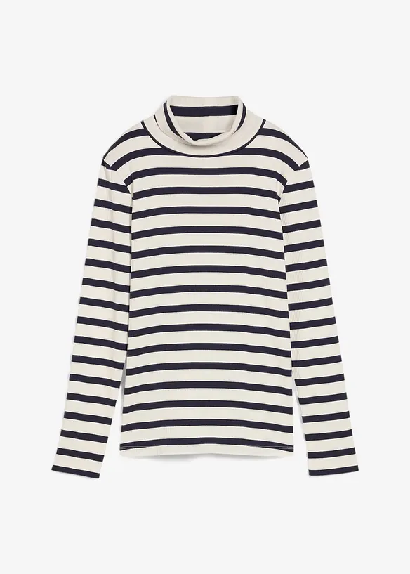 Topp med rullekrage av 100% bomull, bonprix