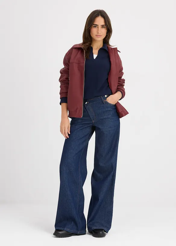 Poloskjorte i lett viskose, bonprix