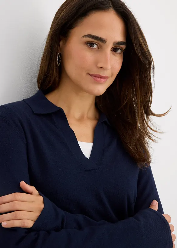 Poloskjorte i lett viskose, bonprix