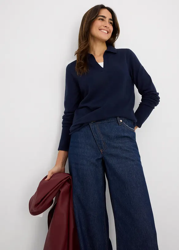 Poloskjorte i lett viskose, bonprix