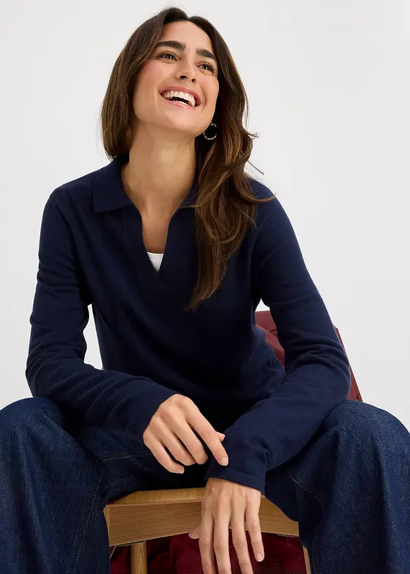 Poloskjorte i lett viskose, bonprix