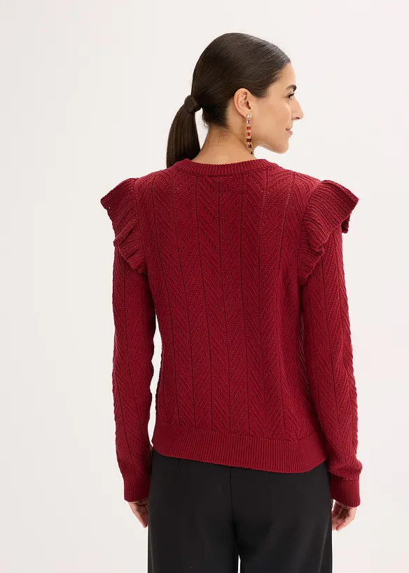Cardigan med bomull og hullmønster, bonprix