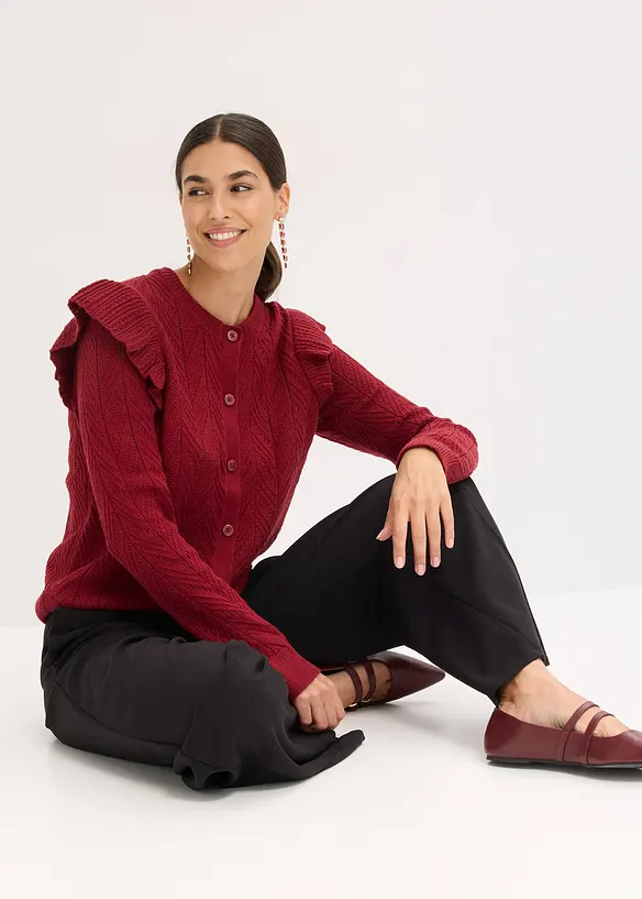 Cardigan med bomull og hullmønster, bonprix