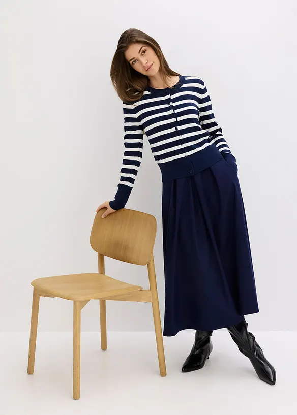 Finstrikket cardigan med stripemønster, bonprix
