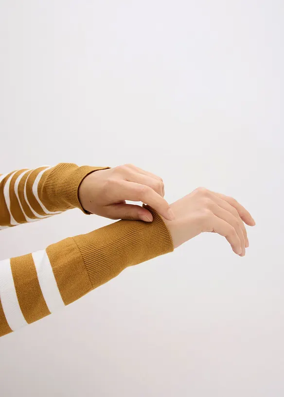 Finstrikket cardigan med stripemønster, bonprix
