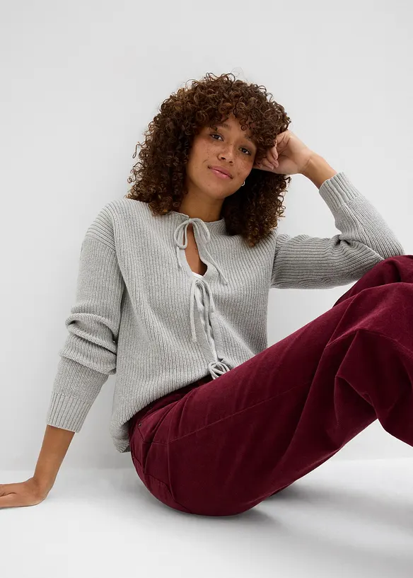 Cardigan med knyting, bonprix