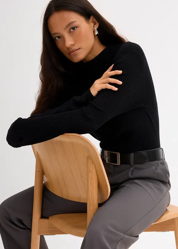 Topp i ribbet viskosemiks, bonprix