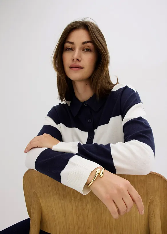 Oversized genser med krage, bonprix