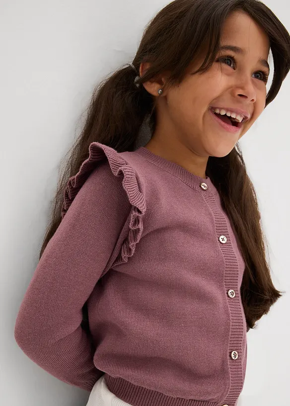 Cardigan med volang på ermene, bonprix