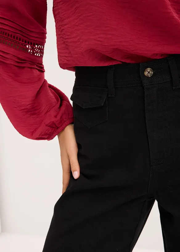 High Waist-twillbukse i 100% bomull, bonprix