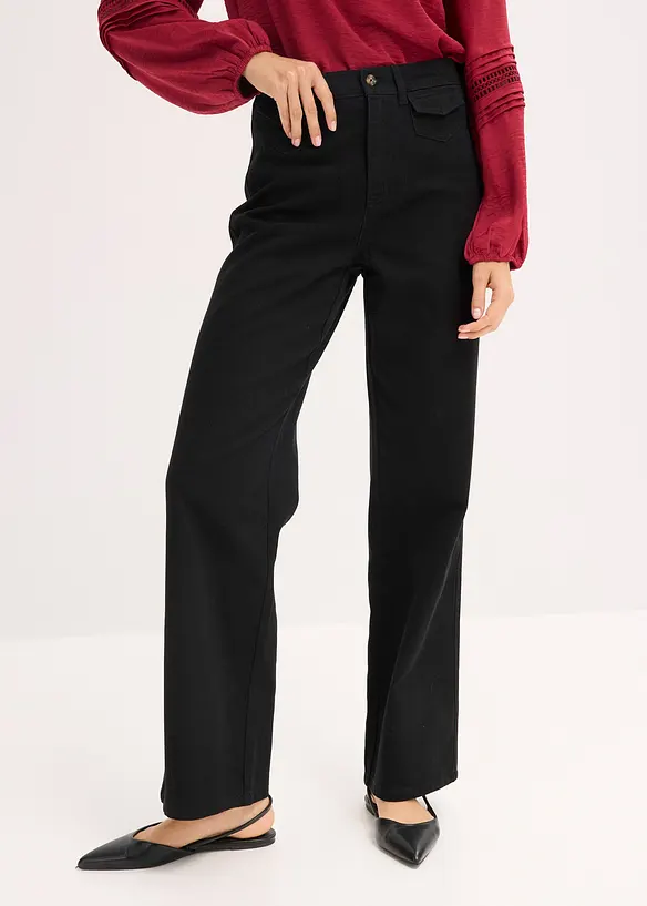 High Waist-twillbukse i 100% bomull, bonprix