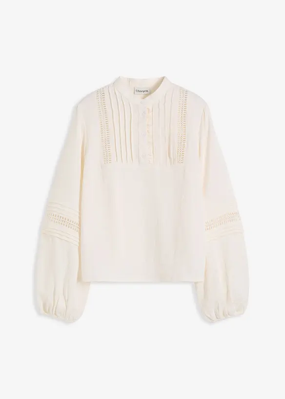 Oversized bluse med pynt, bonprix